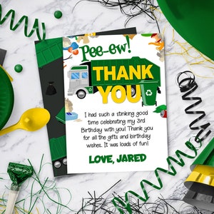 Garbage Truck Birthday Thank You Note | Garbage Truck Thank You Card Template | Instant Download - DIY  - Edit Yourself