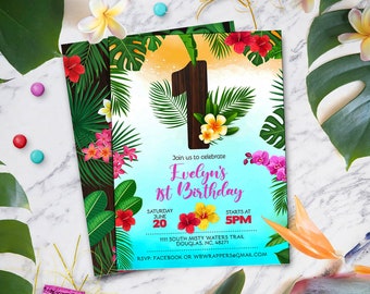 Luau Birthday, Invitation Luau Party for Ages 1-10 | Instant Download - DIY Edit Yourself