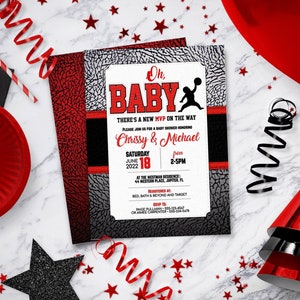 Baby Jordan, Jordan Baby Shower Invitations, Sneaker Baby Shower | Printable invitations, Digital invitation