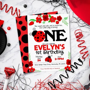 Ladybug Invitation for Ladybug Birthday Party | 1st Birthday up to Age 5 | Instant Download - DIY Edit Yourself