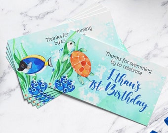 Under The Sea Favor Tags - Kids' Birthday Party | Ocean Thank You Tags Instant Download Editable - DIY - Edit Yourself
