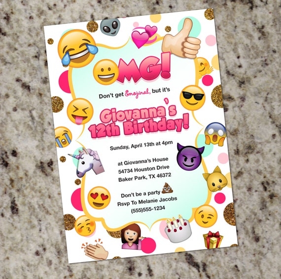 Emoji Anniversaire Invitation Emoji Sur Le Theme Party Etsy