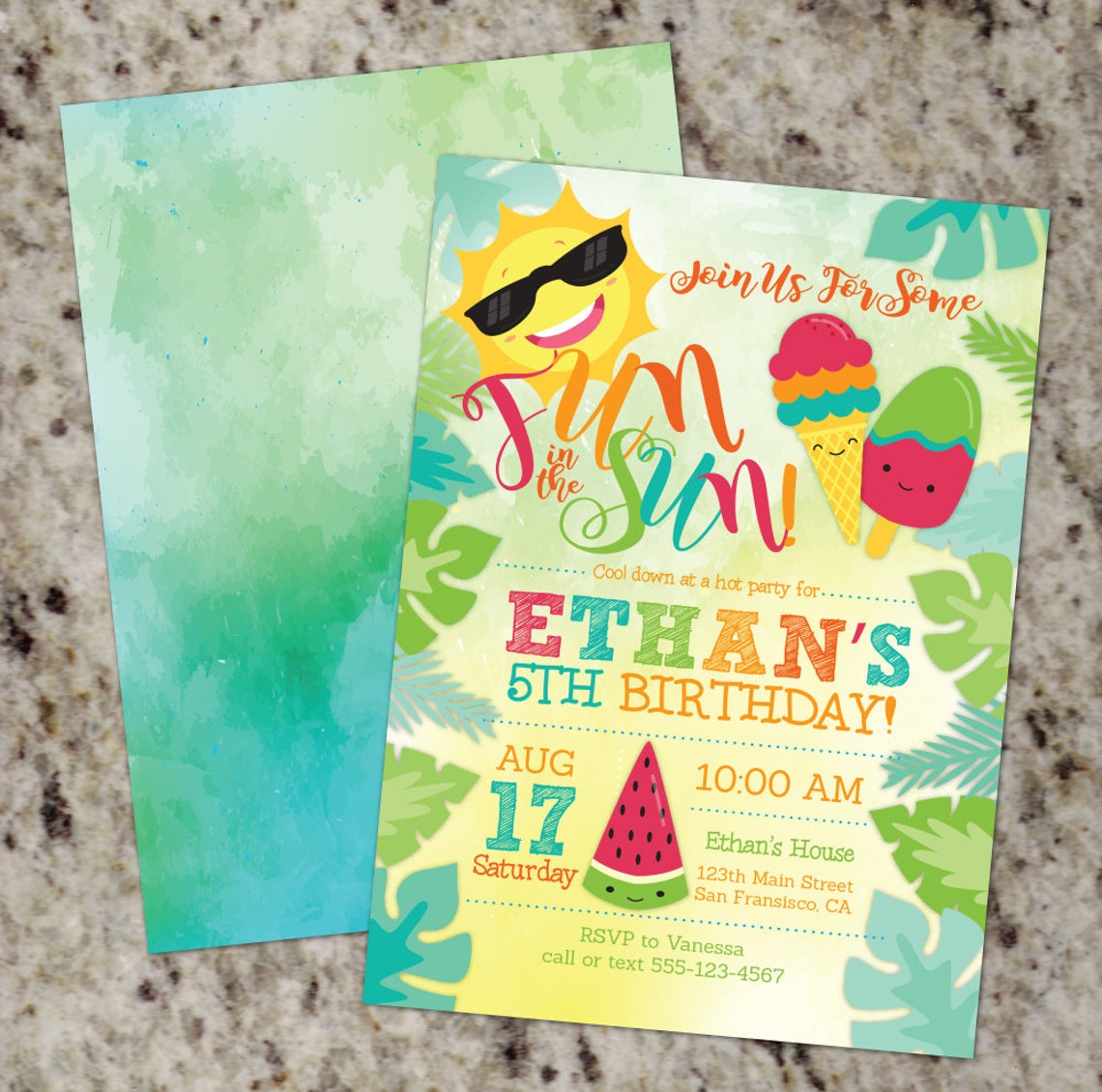 Summer Birthday Party Invitations Summer Birthday Party Etsy