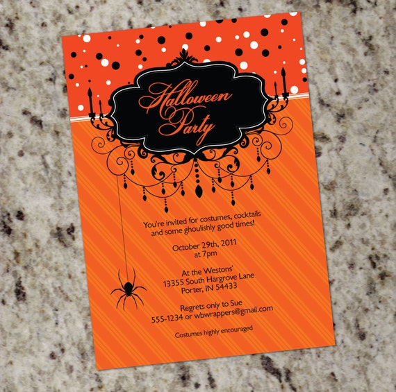 Halloween Party Invitations - Elegant Candelabra - Vintage Look - Print Your Own - DIY Il_570xn