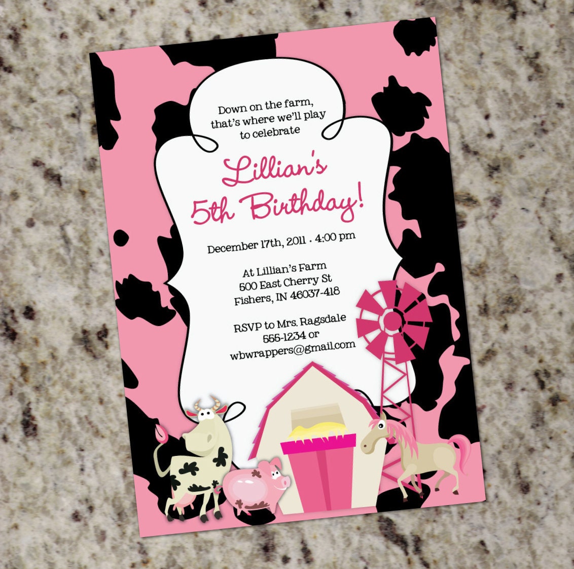 girly farm themed birthday party invitation printable design etsy