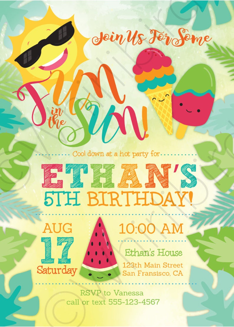 summer-birthday-party-invitations-summer-birthday-party-etsy