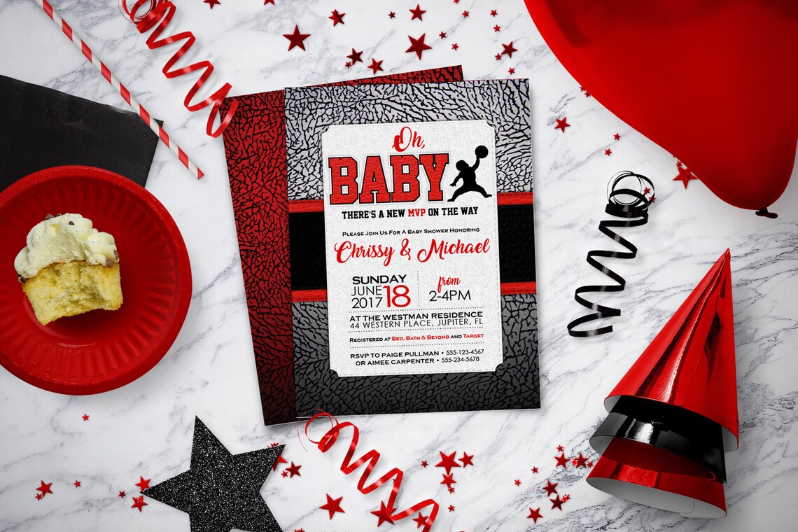 Air Jordan Baby Shower Invitations Baby Jumpman Jordan Etsy