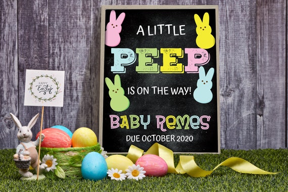 Pregnancy Announcement for Easter - Editable/Printable Baby Reveal Sign Il_570xn