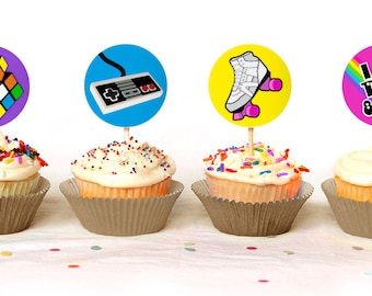 Totally 80's 1980s themed Cupcake Toppers | 80s Party Decor | Instant Download | 80s Party Cupcake Picks | Print Your Own | KID59_CT