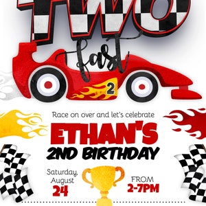 Race car birthday, cars birthday, race car party Ages 1-5, instant download editable invitation template image 7