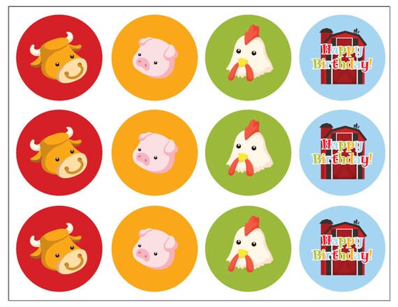 Farm Animal Cupcake Toppers Instant Download Print Your - Etsy