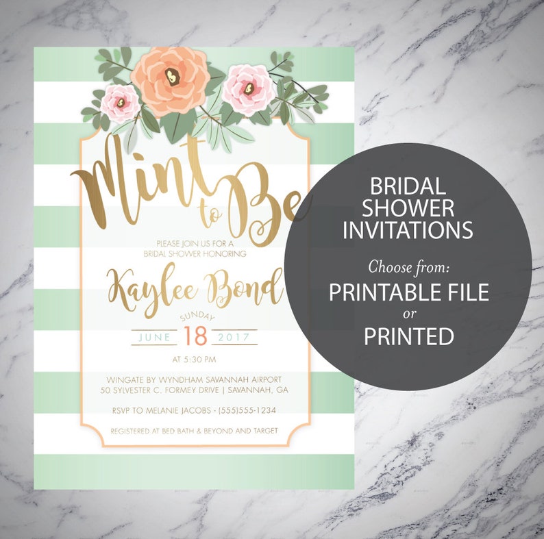 Mint and Gold Wedding Shower Invitation Mint to Be Mint Etsy