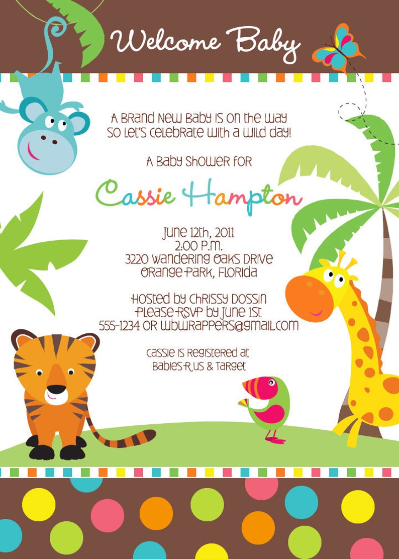 Jungle Animal Baby Shower Invitation Neutral Baby Shower Invite Jungle Theme Safari Theme Gender Neutral Printable Design BAB29 image 2