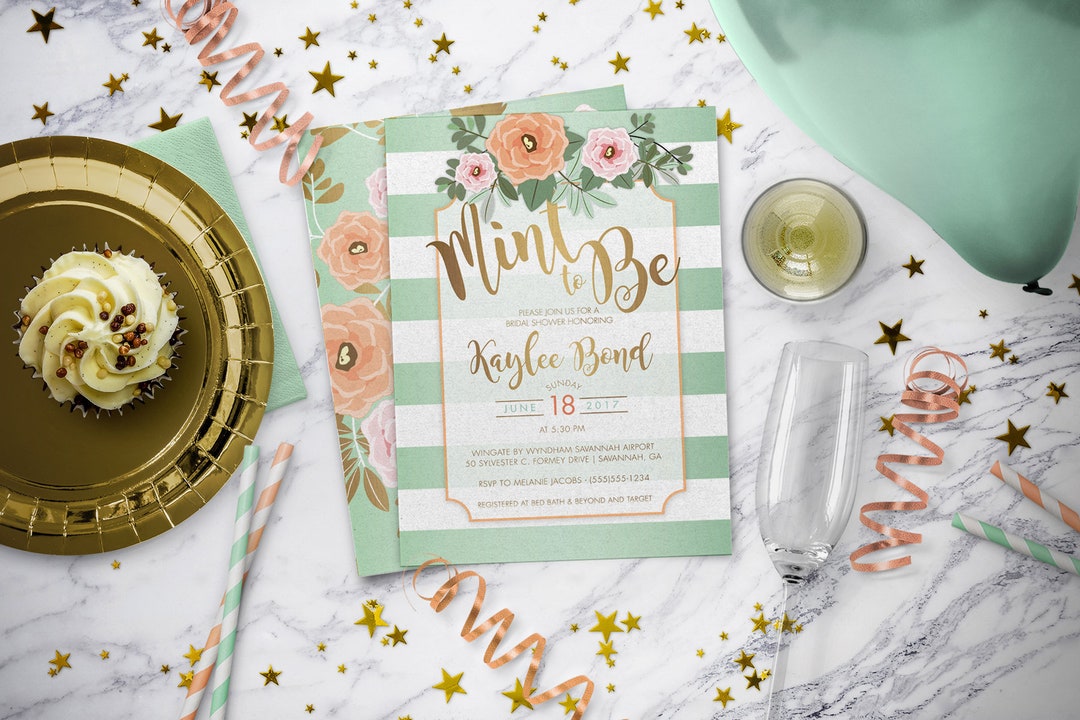 Mint and Gold Wedding Shower Invitation Mint to Be Mint Etsy