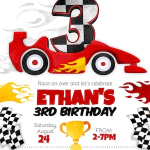 Race car birthday, cars birthday, race car party Ages 1-5, instant download editable invitation template image 8