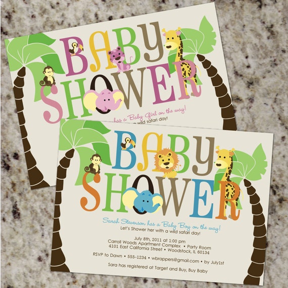 Jungle Animal Baby Shower Invitations | Boy Baby Shower | Girl Baby Shower | Jungle Animals | Safari Themed Shower | Printable | BAB17 Il_570xn