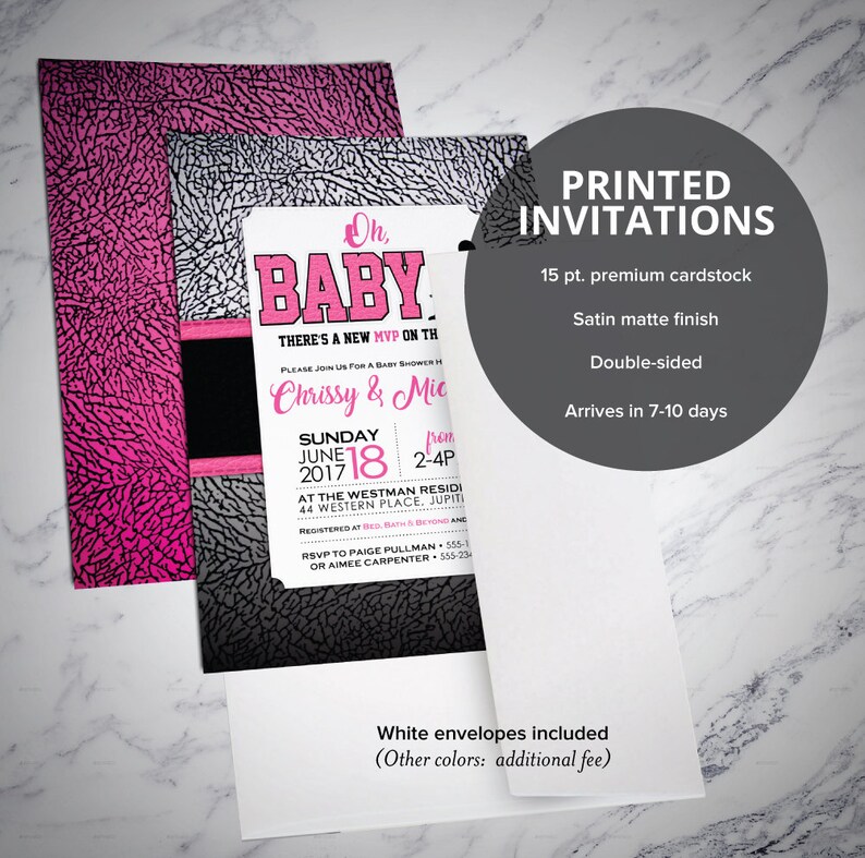 Pink Air Jordan Baby Shower Invitations Baby Jumpman Girl Etsy