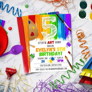 Painting Party Invitation, Art Birthday Party Invitation, Paint Party or Art Party - Ages 2-13- DIY Instant Download