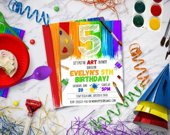 Art Birthday Party Invitation: Colorful Paint Theme (DIY Digital Download)