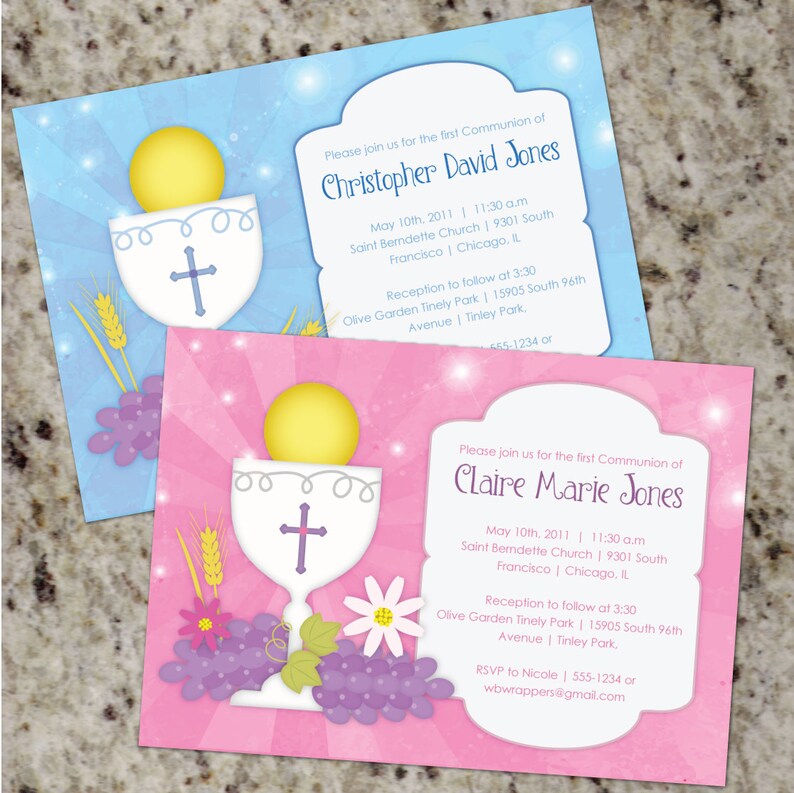 First Communion Invitations 1st Communion Invites Boy Etsy