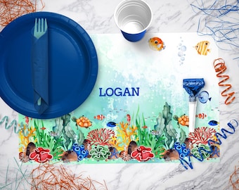 Under the Sea Placemat | Editable Ocean Birthday Party Template (Digital Download)