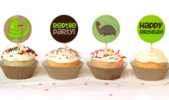 Reptile Birthday Party Cupcake Toppers Reptile Party Decorations