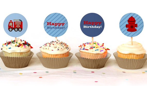 Firetruck Cupcake Toppers Fire Truck Cupcke Picks Fireman