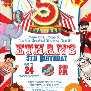Circus Invitation for Circus Party Circus Birthday Invitation for Ages 1-10 Instant Download DIY Edit Yourself image 9