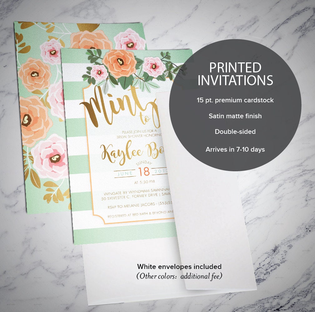 Mint and Gold Wedding Shower Invitation Mint to Be Mint Etsy