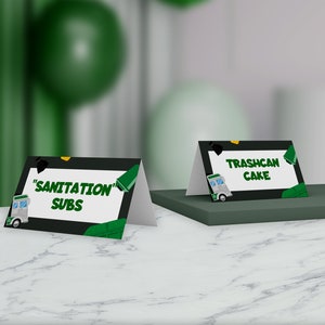 Garbage Truck Birthday, Garbage Truck Party Food Labels, Tent Cards, | Instant Download - DIY Edit Yourself