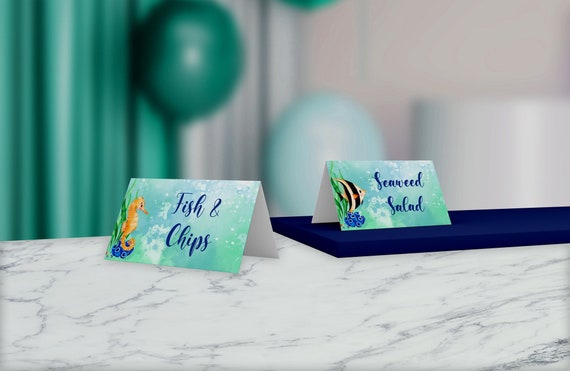 Under the Sea Birthday Food Labels, Tent Cards, Ocean Birthday Party Decor  Instant Download DIY Edit Yourself 
