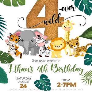 Safari Birthday Invitation | Jungle Animals, Ages 1-4 (DIY Edit, Digital Download) image 9