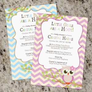 Owl Baby Shower Invitations Owl Baby Shower Invites Owl Theme Boy Girl Baby Shower Invitation Chevron Chevrons Print Your Own image 1