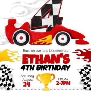 Race car birthday, cars birthday, race car party Ages 1-5, instant download editable invitation template image 9