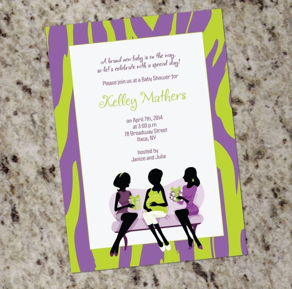 Chic Sassy Zebra Baby Shower Invitations - Your Colors - Printable Design Il_570xn