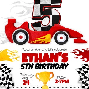 Race car birthday, cars birthday, race car party Ages 1-5, instant download editable invitation template image 10