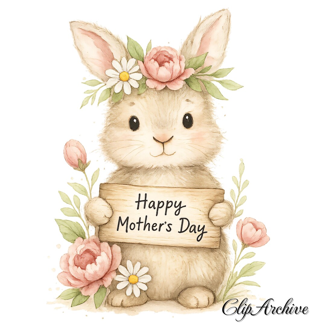 69 PNG Clipart Set- Whimsical Mother's Day, Cute Woodland Animals With ...