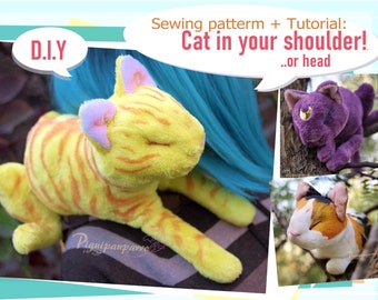 PDF pattern + instructions - Shoulder / head Cat - DIY