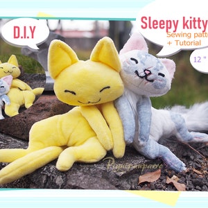 PDF pattern instructions Sleepy Kitty Cat DIY image 1