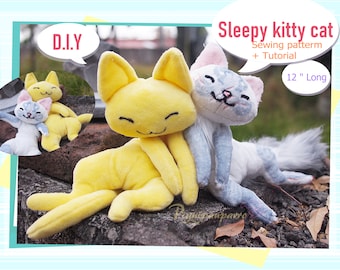 Modello PDF + istruzioni - Sleepy Kitty Cat - Fai da te