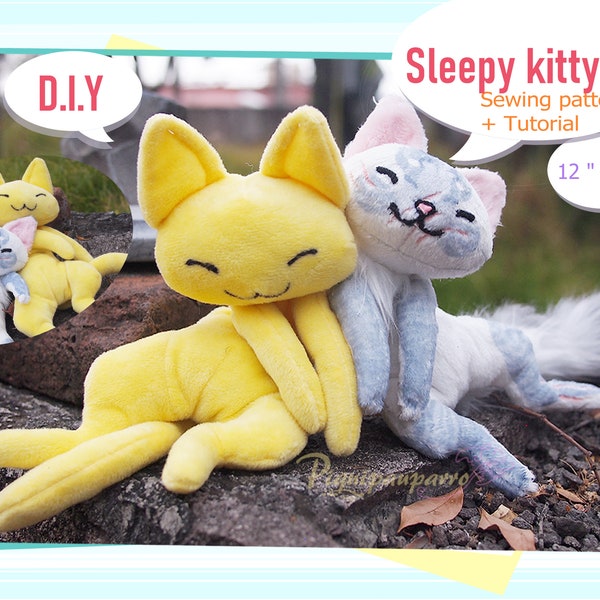 PDF pattern + instructions - Sleepy Kitty Cat - DIY