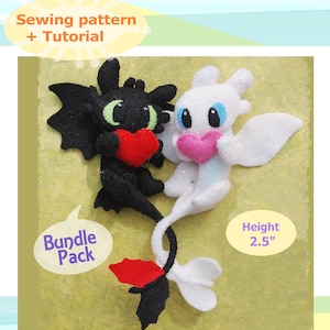 BUNDLE pack - PDF Sewing pattern + instructions - Little Toothless/ Light fury - DIY
