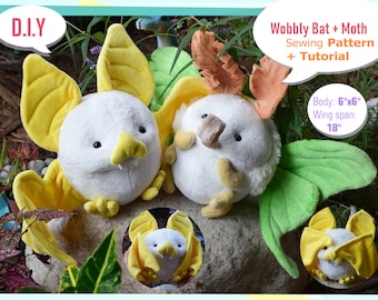 PDF pattern + instructions - Wobbly Bat + Moth - DIY