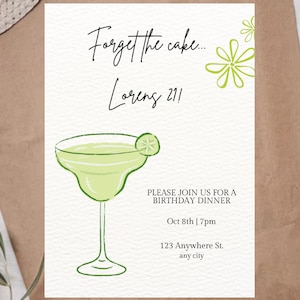 21st Birthday Invitation, Margarita Birthday, Birthday Invitation, Editable Birthday Invite Template, Birthday Party, Canva Birthday Invite