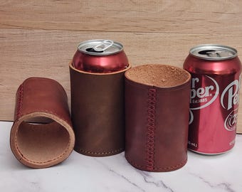 Leather Can Cooler, Personalize With Your Name!