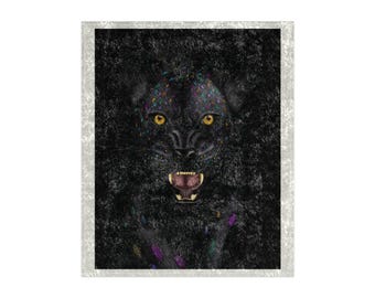 Catiertworks regenboog luipaardontwerp op een fijngemalen fluwelen deken