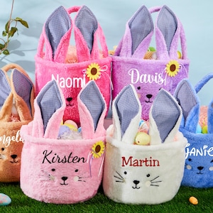 Personalized Easter Basket for Kids, Name Easter Bunny Basket, Baby Name Basket,Plush Easter Bucket,Easter Egg Hunt Basket, Baby Gift Basket