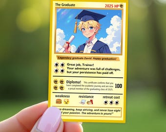 Pikachu Graduation Card - Class of 2026 - Handmade Pokemon Gift