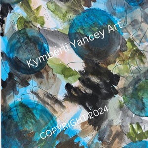 Floating Orbs Abstract Watercolor Painting - Digital Download