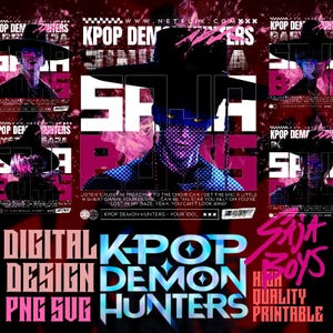 Saja Boys Demon Form Design Bundle | 10-in-1 Fire Sticker & Shirt Art | Kpop Demon Hunters SVG PNG | Streetwear Printable Download